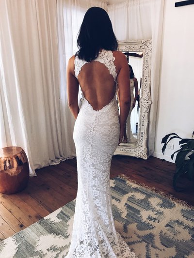 Unique Open Back Lace Mermaid Wedding Dresses Bridal Gowns