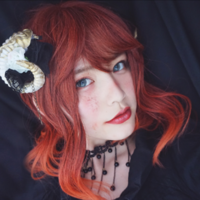 Air Bang Red Gradient Curly Wigs - Thumbnail 1