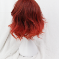 Air Bang Red Gradient Curly Wigs - Thumbnail 3