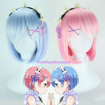 Anime Costume Pastel Pink / Blue Gradient Short Wig
