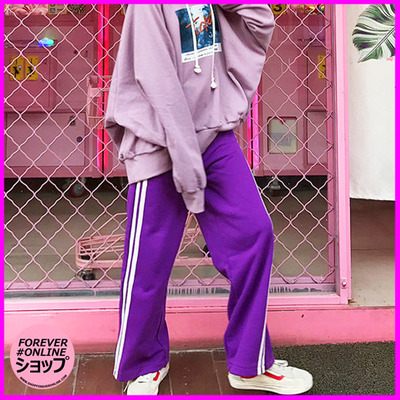 PURPLE DOUBLE STRIPE JOGGER PANTS