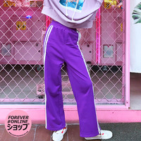 PURPLE DOUBLE STRIPE JOGGER PANTS - Thumbnail 1