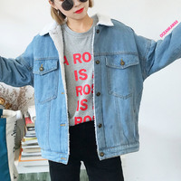 DENIM BORG JACKET - Thumbnail 1