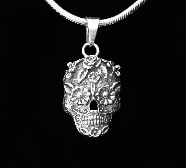 Sterling Silver Sugar Skull Pendant or charm