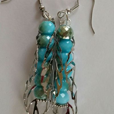 Blue bug wing earrings