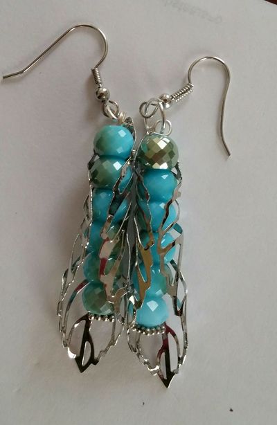 Blue Bug Wing Earrings