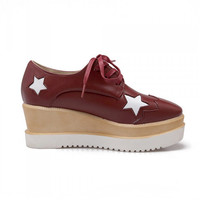Star Design Flat Platform Shoes In Red and Pink - Thumbnail 3