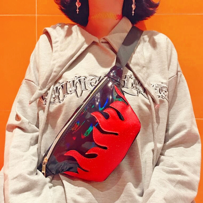 Cyber goth flame bag fanny pack