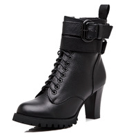New leather boots high-heeled England Martin boots - Thumbnail 4