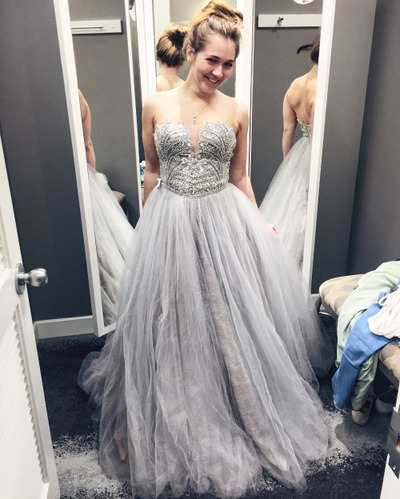 Gorgeous Ball Gown Beaded Crystal Rhinestones Prom Dress Sparkly E151