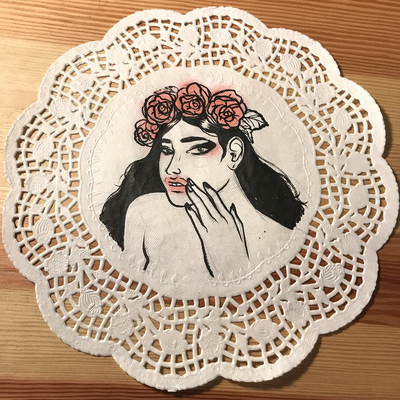 Woman with Roses in Hair