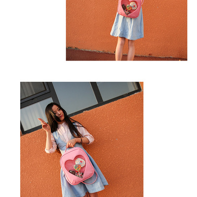 Transparent love heart shape backpacks harajuku schoolbags 
