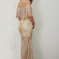 Gold High Split Maxi Dress - Thumbnail 1