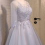 Silver Long Sleeve Chiffon A Line Lace Short Homecoming Dress-2