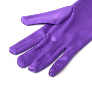 Purple Long Satin Elegant Vintage Opera Party Gloves-Purple Rain - Thumbnail 3