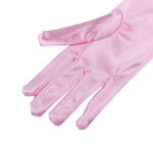 Baby Pink Long Satin Elegant Vintage Opera Party Gloves-Princess Pink - Thumbnail 2