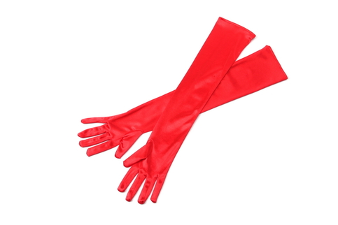Red Long Satin Elegant Vintage Opera Party Gloves-Vixen Red