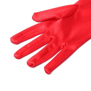 Red Long Satin Elegant Vintage Opera Party Gloves-Vixen Red - Thumbnail 2