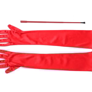 Red Extendable Cigarette Holder and Long Satin Glove Costume Accessory Set - Thumbnail 2