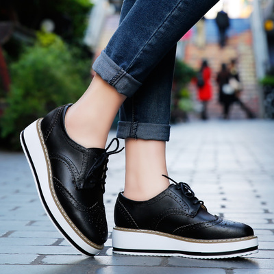Black lace up platform oxford shoes