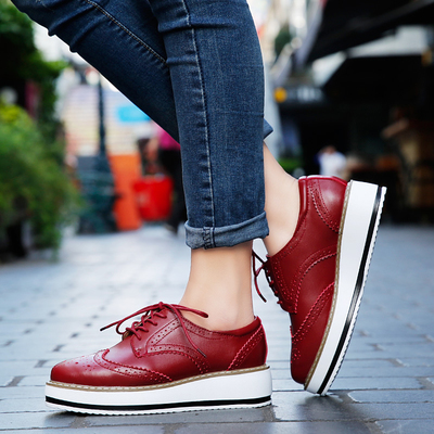 Red Lace up Platform Shoes