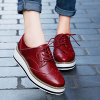 Red Lace up Platform Shoes - Thumbnail 2