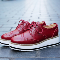 Red Lace up Platform Shoes - Thumbnail 3