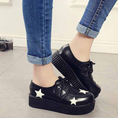 Casual lace up platform shoes in black