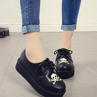 Casual Lace Up Platform Shoes in Black - Thumbnail 1