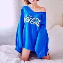 Off the Shoulder Coca Cola Oversize Sweatshirt in 3 Colors
