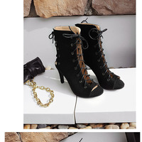 Sexy cool boots cross straps hollow high heels - Thumbnail 4
