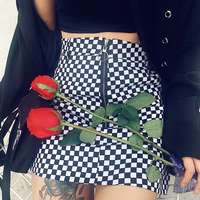 90s Zipper Checkered Skirt - Thumbnail 1
