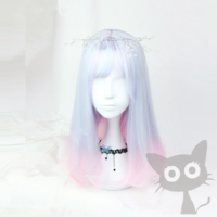 Harajuku Air Bang Pastel Pink Blue Gradient Wig - Thumbnail 1