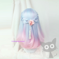 Harajuku Air Bang Pastel Pink Blue Gradient Wig - Thumbnail 2