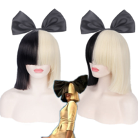 Black Blonde Short Straight Sia Cosplay Party Wigs - Thumbnail 1