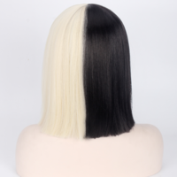 Black Blonde Short Straight Sia Cosplay Party Wigs - Thumbnail 3