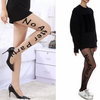 No After Party Sheer Black Tights Pantyhose - Thumbnail 4