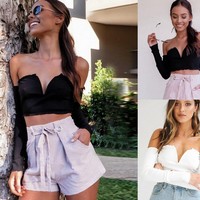 Layla Sweetheart White Crop Top - Thumbnail 4