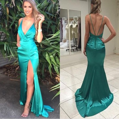 Sexy Deep V-neck Backless Long Mermaid Prom Evening Dress E267