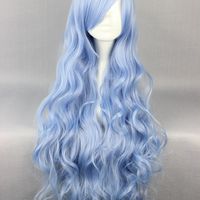 Harajuku Pastel Blue Long Curly Cosplay Wig - Thumbnail 2