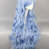 Harajuku Pastel Blue Long Curly Cosplay Wig - Thumbnail 3