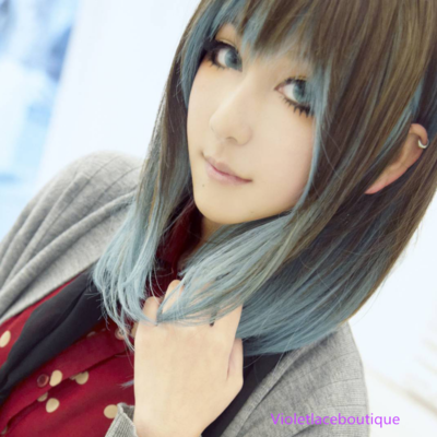 Harajuku green brown gradient wig