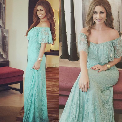 Romantic Full Lace Off-shoulder Mermaid Prom Evening Dress E290