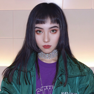 Harajuku air bang purple gradient wig