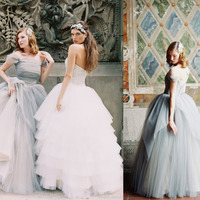 2017 Charming Wedding Dress, Off Shoulder Tulle V Back Prom Dresses, New Design Unique Most Popular High Quality Custom  Prom dress, PD17623 - Thumbnail 2