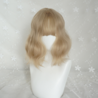 Free Shipping Blonde Short Wavy Air Bang Bobo Wig - Thumbnail 1