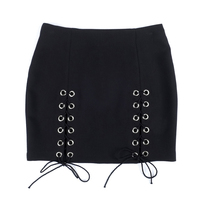 Front splits Lace up a line skirt - Thumbnail 2