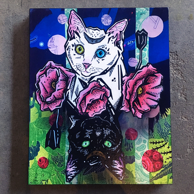 "duality" 8x10" print on wood