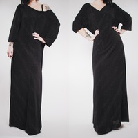 CLAIMED @bananacharm - Vintage 80s Black Glitter Galaxy Jersey Gown  - Thumbnail 2