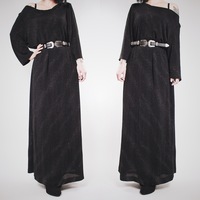 CLAIMED @bananacharm - Vintage 80s Black Glitter Galaxy Jersey Gown  - Thumbnail 3